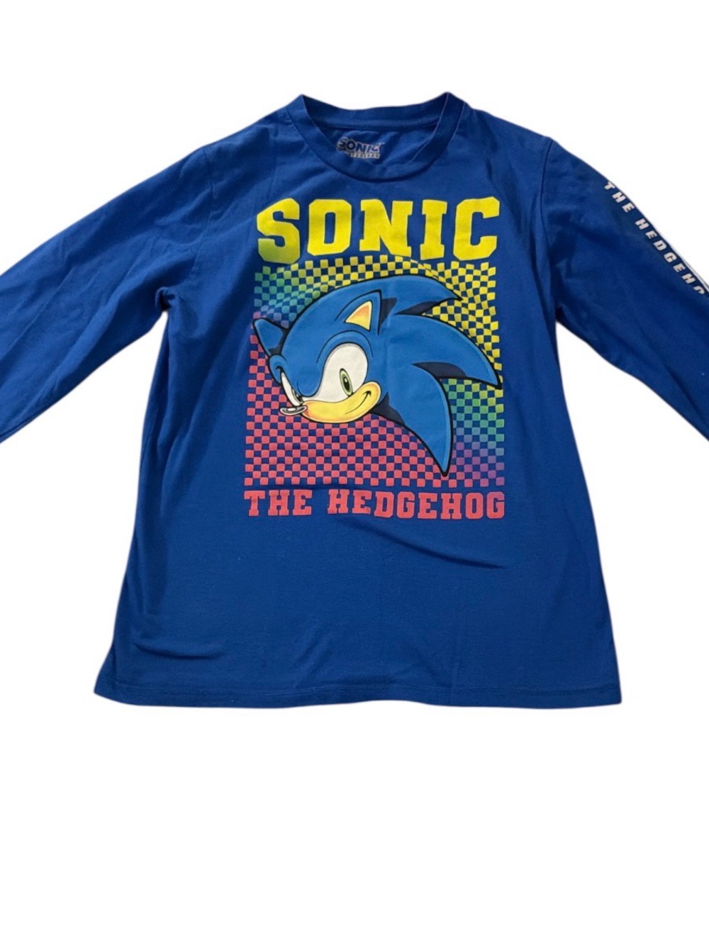 Sonic The Hedgehog Blue Long Sleeve Tee for Kids size large boys
